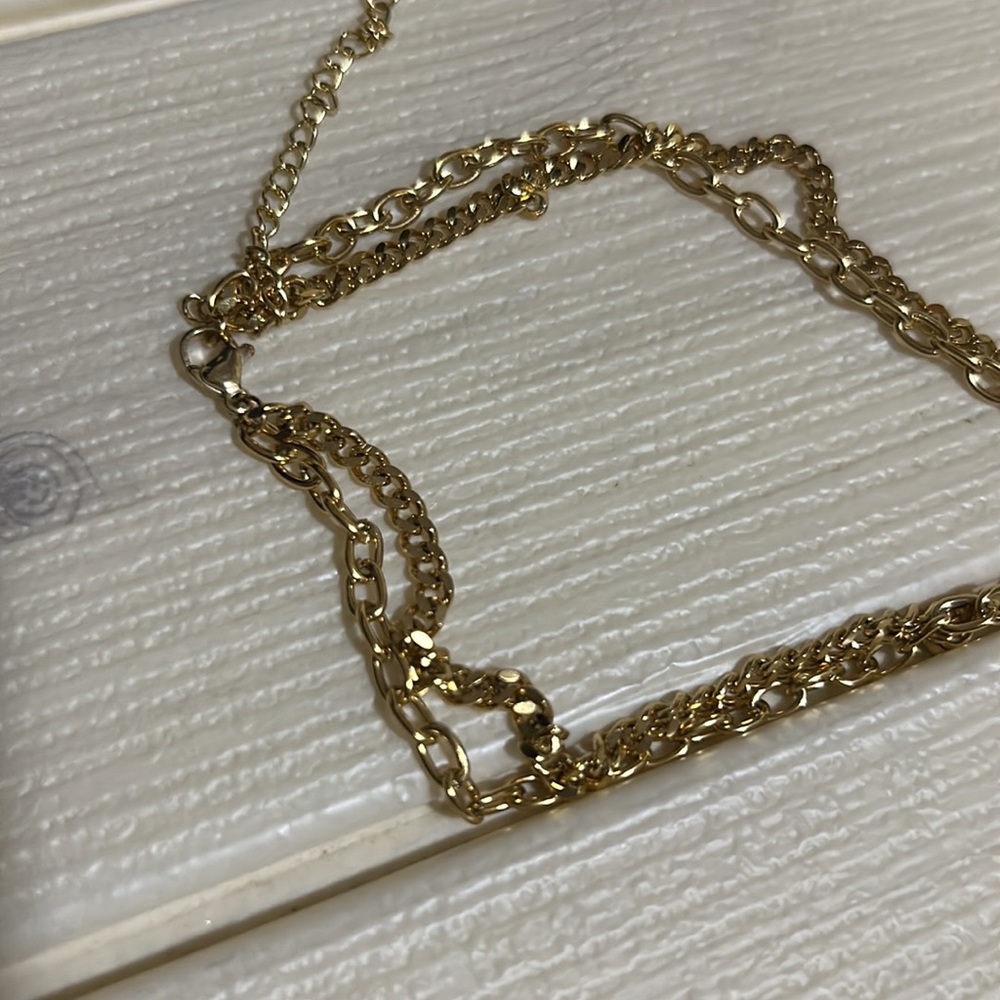 Women’s layered necklace w/ earring stainless steel 9” 24cm NWOT - Picture 5 of 8